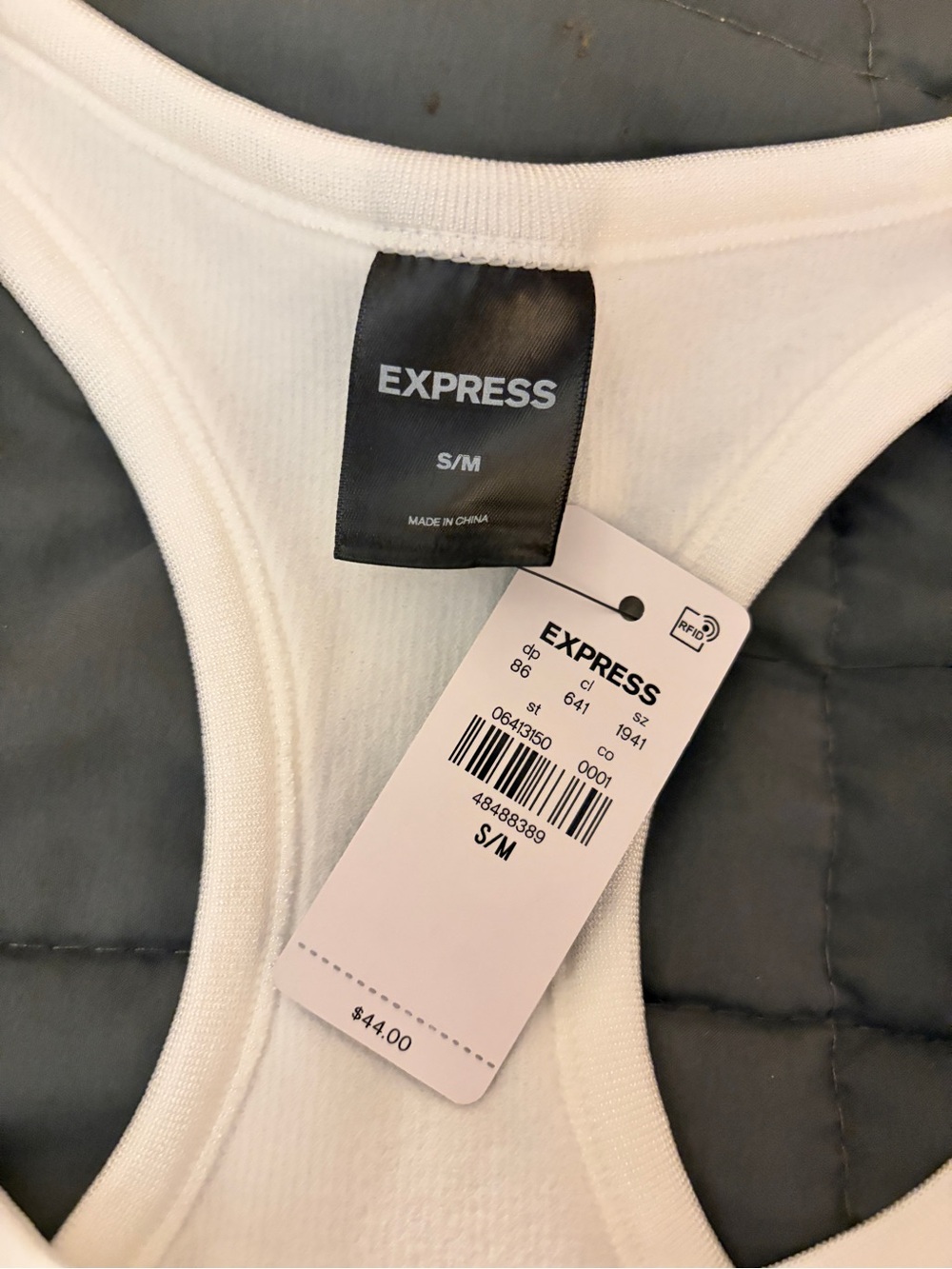 Express White Ribbed Racerback Sports Bra Crop - Picture 3 of 5
